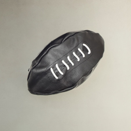 Leather Rugby Ball Toiletry Bag - Black