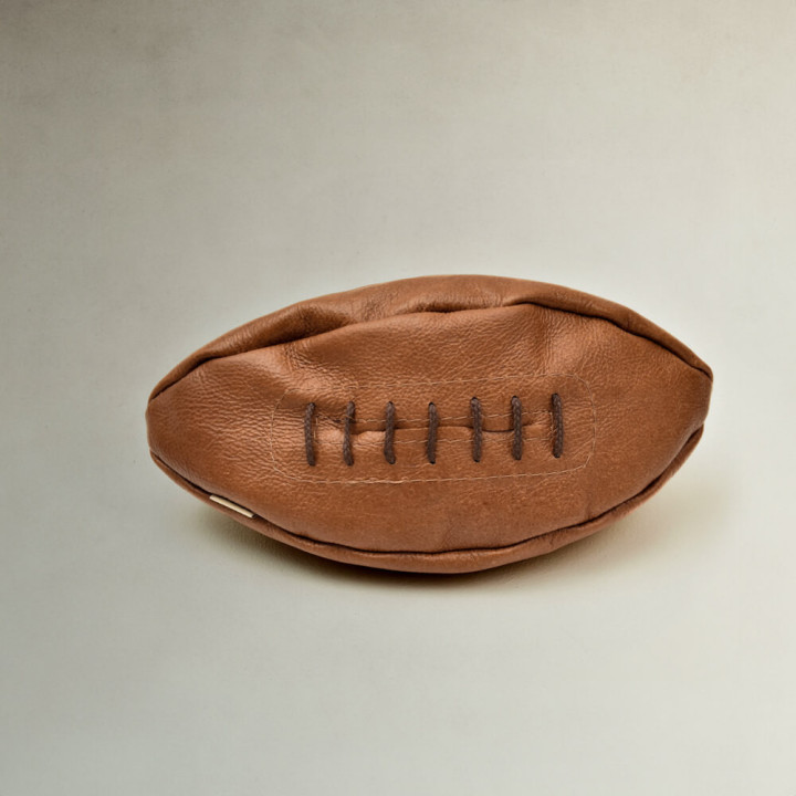 Leather Rugby Ball Toiletry Bag - Butterscotch - 1