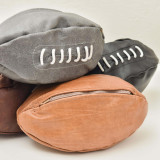 Leather Rugby Ball Toiletry Bag - Ginger - 2