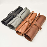 Leather Knife Roll Bag (Utility Roll) - Charcoal - 2
