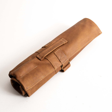 Leather Knife Roll Bag (Utility Roll) - Caramel