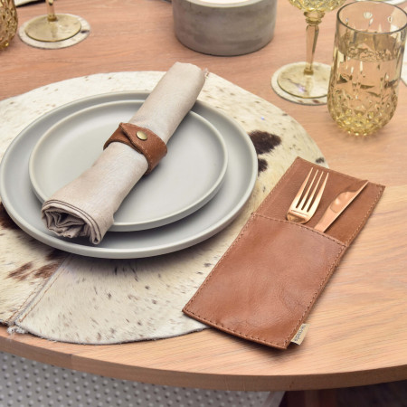 Leather Napkin Rings - Ginger - 4