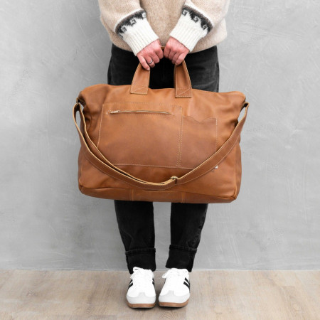 Voyager Leather Duffel Bag - Butterscotch - 7