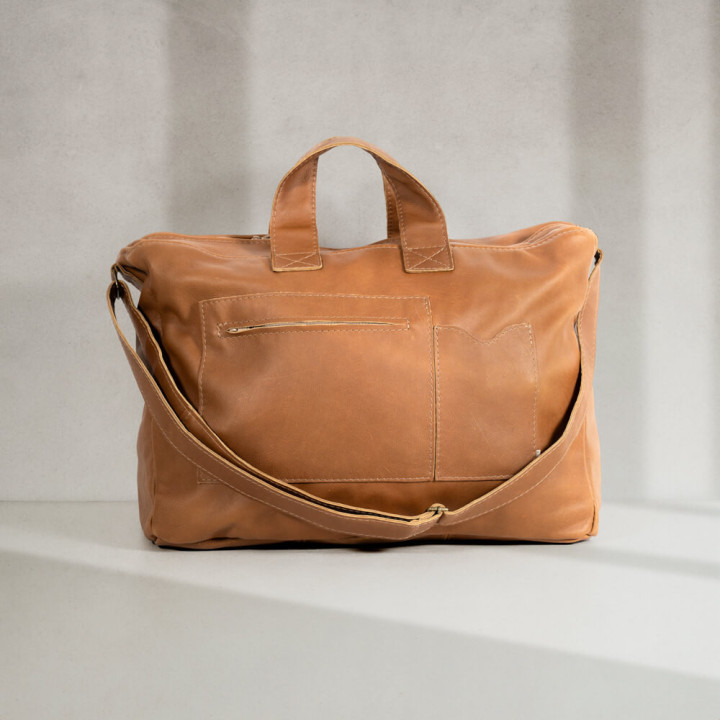 Voyager Leather Duffel Bag - Ginger - 1