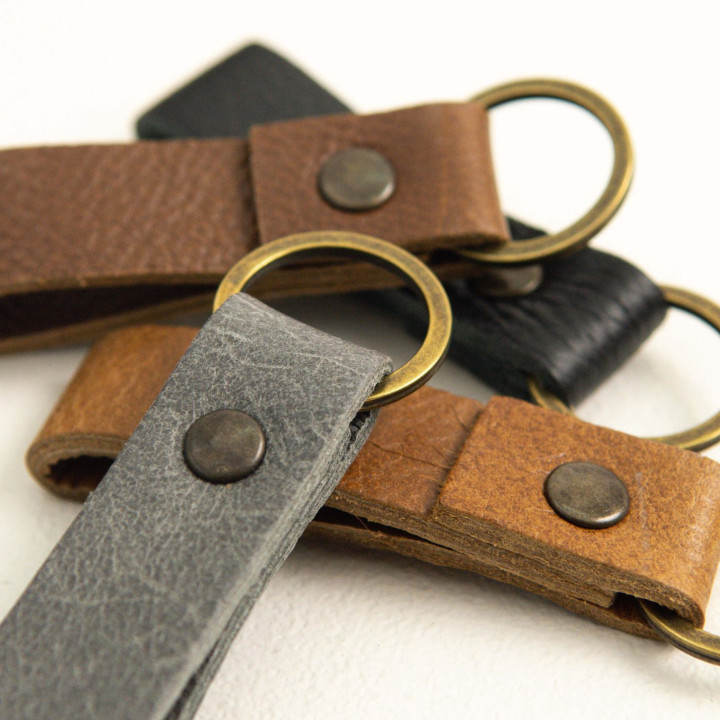 Leather Keyring (Loop) - Ginger - 2
