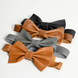 Leather Bow Tie - Black - 3