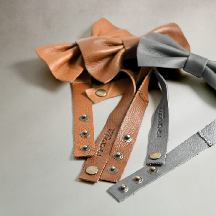 Leather Bow Tie - Pepper - 2