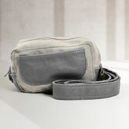 Caddy Canvas & Leather Crossbody Bag - Pepper & Grey