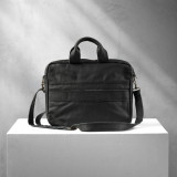Cedar Leather Laptop Bag - Black - 1