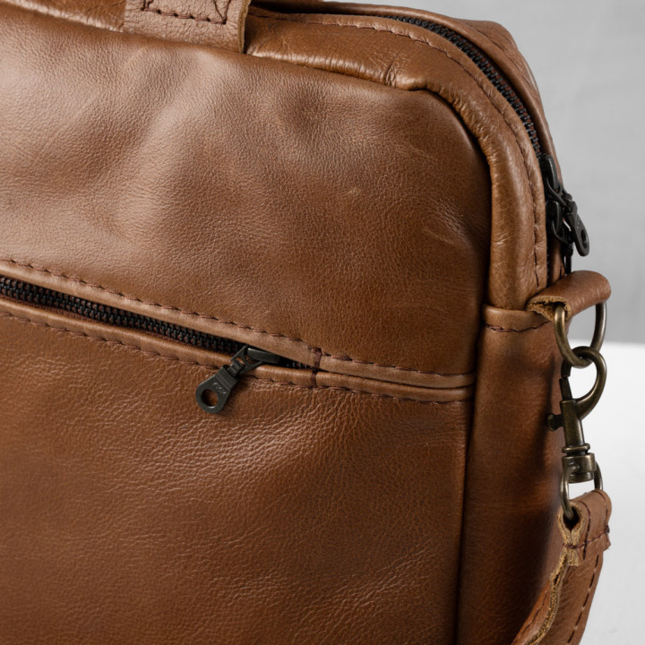 Cedar Leather Laptop Bag - Ginger - 2