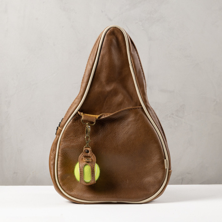 Leather Padel Ball Sling Holder - Butterscotch - 3