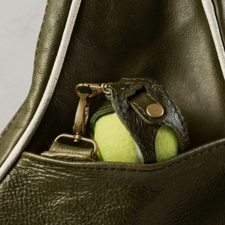 Leather Padel Ball Sling Holder - Olive - 4