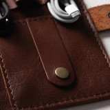 Leather Cable & Tech Organiser (Electronic Travel Pouch) - Tobacco - 4